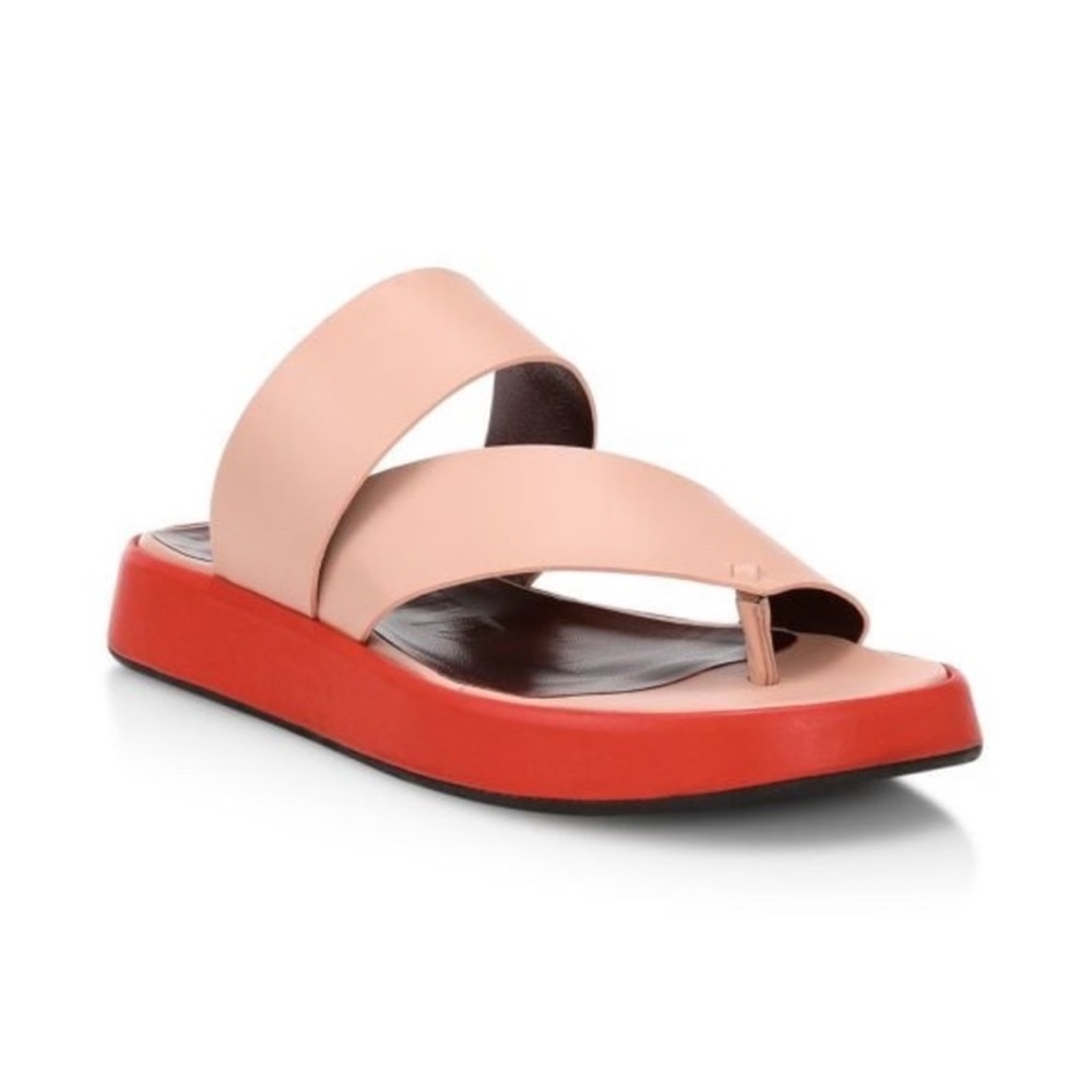 STAUD Fly Flatform Leather Sandals Blush Tomato 39 Size 9